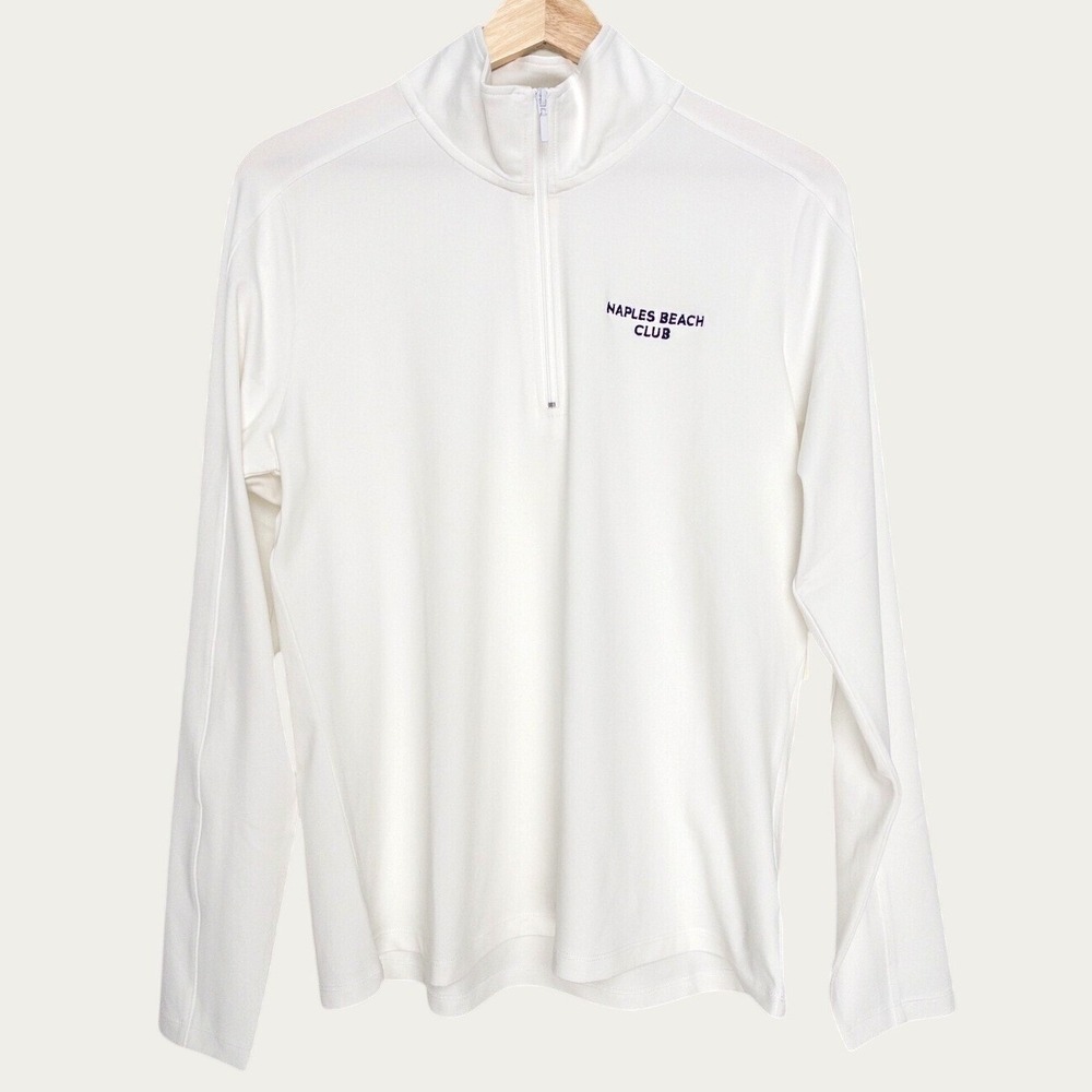 Tuckernuck Naples Beach Club White Quarter Zip Performance Top Large NEW
